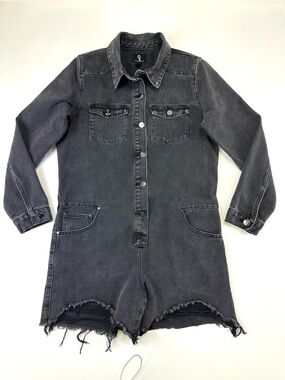 Insane Gene Denim Romper Black Wash Medium Coastal Cowgirl Grunge Streetwear
